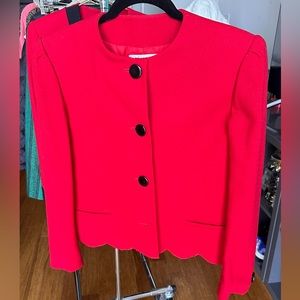 Red Vintage Kasper Blazer w/ Scalloped hem. No returns